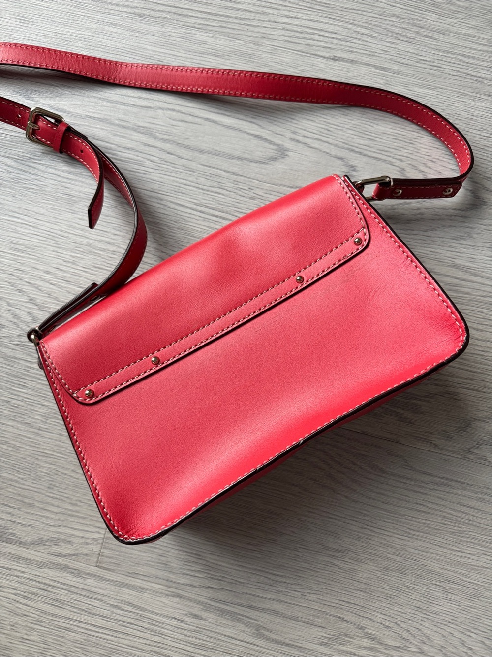 kate spade Red Leather Crossbody Bag with Buckle Straps - Picture 7 of 13
